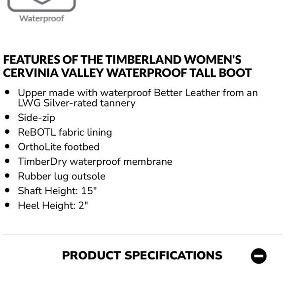 Timberland Cervinia Valley Waterproof Tall Boot Size 8.5 - Picture 9 of 10